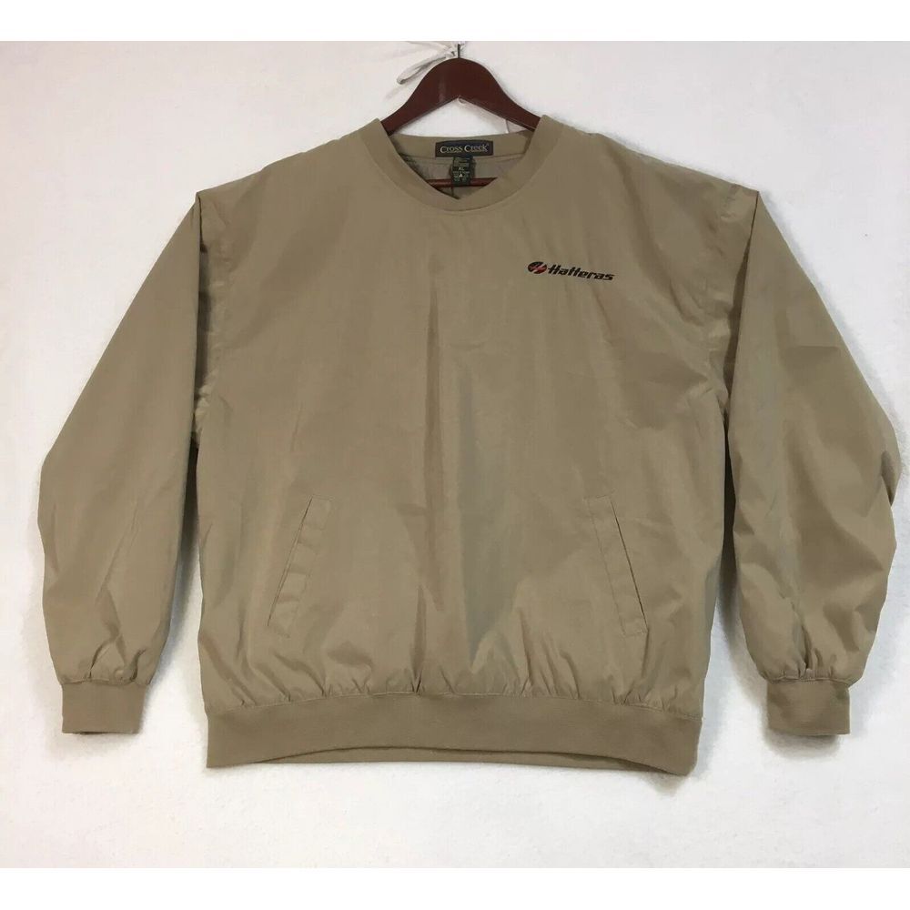 Cross Creek Hatteras Windbreaker Mens Sz XL‎ Beige Pullover Nautical